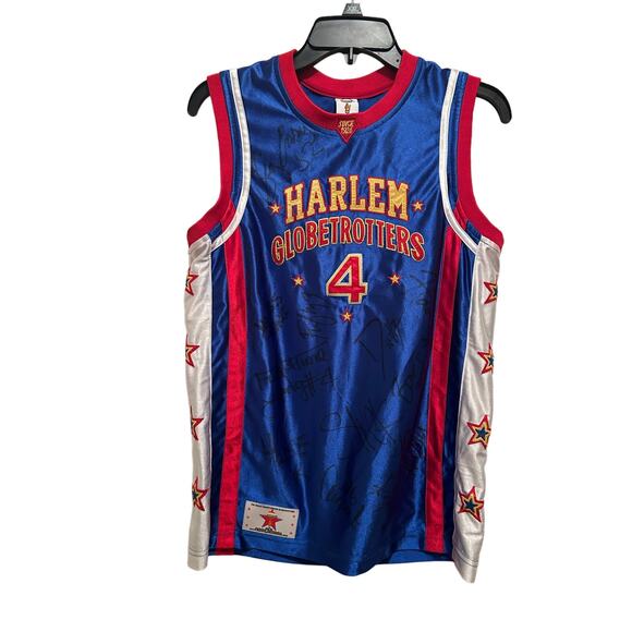 Harlem Globetrotters Basketball Hi-Lite Jersey #4 Mens M Signed by Team Players - Picture 1 of 10
